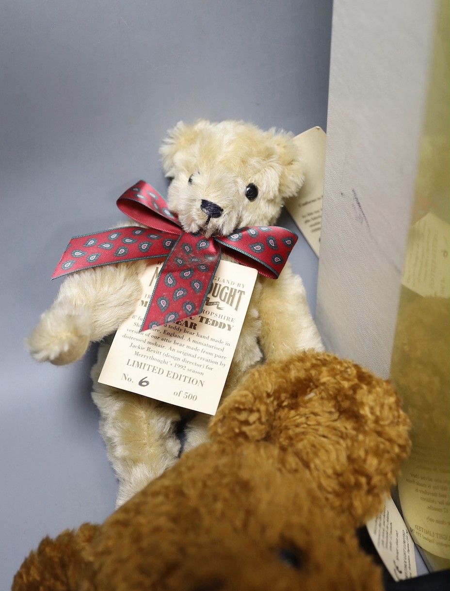Three boxed limited edition Merrythought with five other limited edition Merrythought Bears including a Harrods Cheeky Bear